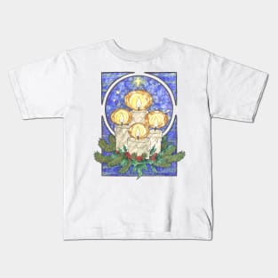 Winter Offering of Holly Berries and Pine Yule Art Nouveau Spirits of Winter Series Kids T-Shirt